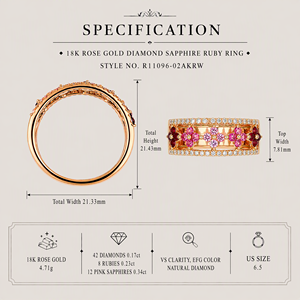 Bague large en or jaune 18 carats avec saphir rose et pavé de diamants, bijou de luxe pour femme - Product Image 4