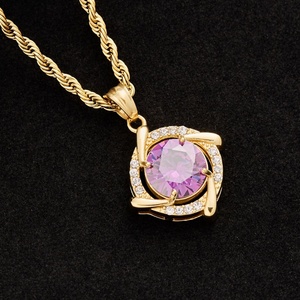 2026 Cross-border New Tungsten Gold Plated Colorful Zircon Necklace <b>Light</b> Luxury Rotating Pendant Necklace Elegant Style - Product Image 6