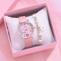 Ensemble de montres pour enfants WW033, montres pour étudiants, enfants, montre rose pour filles, bracelet en cuir, montre à quartz pour enfant, montre-bracelet pour fille, cadeau, horloges