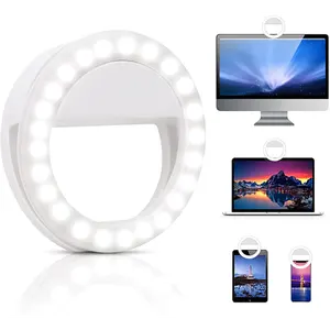 Portable Clip On Ring Light Type C Rechargeable Selfie Light 450mAh 48PCS LED 3 Dimmable Modes phone ring light