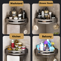 Rak Gantung Kamar Mandi Modern dengan Finishing Halus, Keranjang Penyimpanan Sudut Kaca, dan Pengait