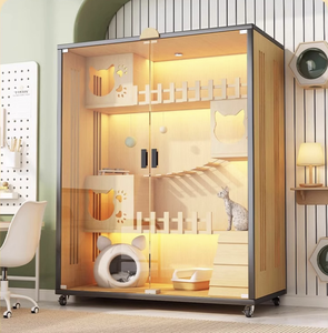 Villa panoramique pour animaux de compagnie avec LED Maison de luxe pour chat en bois Villa de luxe pour chat moderne Personnalisable Grande cage pour animaux de compagnie Nid pour animaux de compagnie de qualité supérieure - Product Image 2