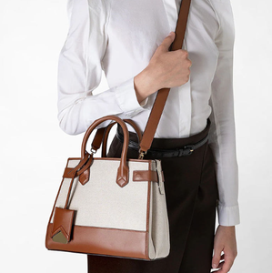 Bolso de Mano de Lona y Cuero para Mujer, Bolso Cruzado de Moda de Lujo, Logotipo, Tamaño y Material Totalmente Personalizables - Product Image 2