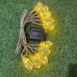 Guirnalda de luces solares de <span class=keywords><strong>papaya</strong></span> con cuerda de cáñamo y alambre de cobre, luces decorativas de hadas para acampar al aire libre para jardín de vacaciones - Product Image 3
