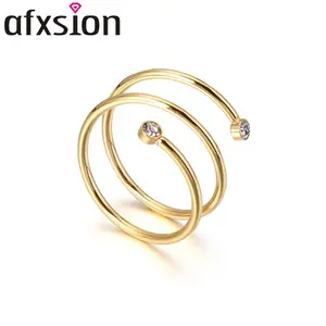 AFXSION批发简约设计饰品时尚三环指环出售韩国饰品钢丝不锈钢戒指