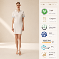 Robe Polo Femme Blanche en Mélange de Rayonne à Col Polo et Manches Courtes, Robe Pull Tricotée pour l'Été