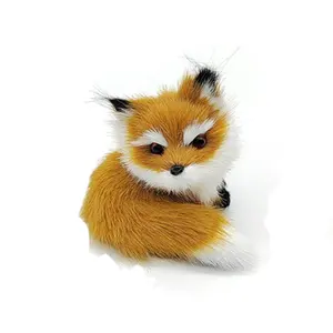 新款仿真棕色狐狸毛绒玩具皮草蹲坐狐狸模型毛绒玩具动物世界带静态动作人物毛绒玩具