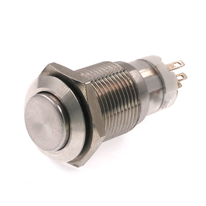 Interruptor de encendido y apagado autoblocante momentáneo <span class=keywords><strong>12V</strong></span> 16mm Interruptor de botón pulsador de metal 12mm sin Led - Product Image 1