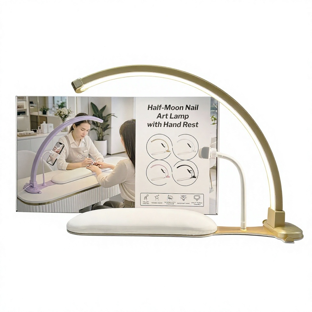 New 3 in 1 Half Moon UV LED Table Lamp with Phone Holder and Arm Rest 36W Adjustable Brightness Nail Beauty Light