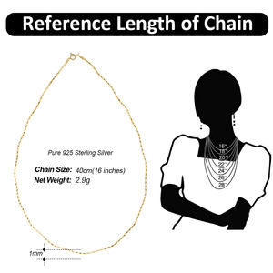 RINNTIN SC72 בסדר תכשיטי איטליה S925 שרשרת שרשרת כסף שרשרת <span class=keywords><strong>14K</strong></span> מצופה זהב 1mm גל עיצוב קולר שרשרת שרשרת - Product Image 2