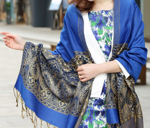 Popular Women <strong>Pashmina</strong> Jacquard <strong>Paisley</strong> <strong>Scarves</strong> and Shawls Wholesale Polyester Long Jacquard <strong>Scarf</strong> with Tassels - Product Image 2