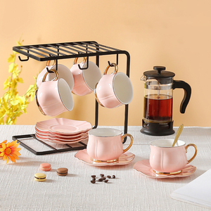 Service de tasses en céramique de style européen, luxe léger, avec poignée dorée, haute valeur, pour café, thé de l'après-midi, thé aux fleurs, expresso, vaisselle de dîner - Product Image 3