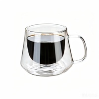 Vente en gros de tasses à café en verre en stock, mugs à latte transparents, verres à café en borosilicate durables avec logo personnalisé pour les cafés