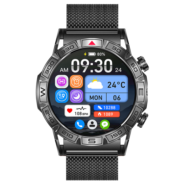 KC80 Smart Watch Dafit 1.43 Inch AMOLED Sports Fitness Bracelet Tracker Altitude Barometer Compass Flashlight Smartwatch OEM