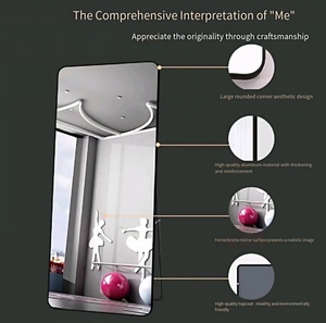 Hiện đại tối giản phong cách full-length sàn đứng gương thiết kế cổ điển mạnh mẽ khung kim loại cho trang trí nội thất khách sạn sử dụng thủy tinh - Product Image 4