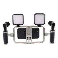 Support de téléphone portable double en métal, stabilisateur anti-tremblement, cage multi-extension pour vlog et prise de vue avec smartphone