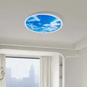 Luz de techo led delgada diseño moderno potencia 38W temperatura de color ajustable cielo azul modelo de nube blanca