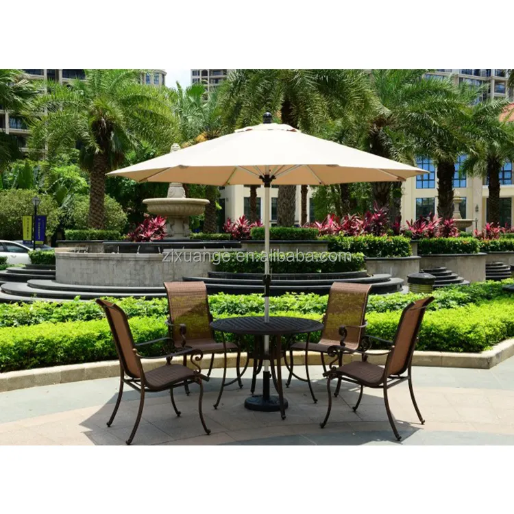 屋外キャストアルミテスリンネットクロス屋外テーブルと椅子パティオ中庭ガーデンパーク家具中国直接製造
