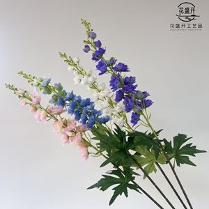 Artificial Larkspur Single Stem Blue Purple <b>Silk</b> <b>Flower</b> Wedding Home Decor Outdoor Photography Props - Product Image 2