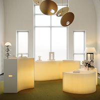 Exhibidor Luminoso de Papel Kraft Blanco H863 para Exhibir y Organizar Muestras de Bolsos y Cosméticos, Exhibidor Tipo Isla Luminoso