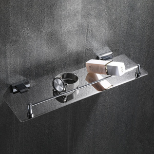 Étagère de rangement murale standard pour salle de bain, noir, chrome plaqué or, capacité de charge 10 kg, simple niveau - Product Image 4