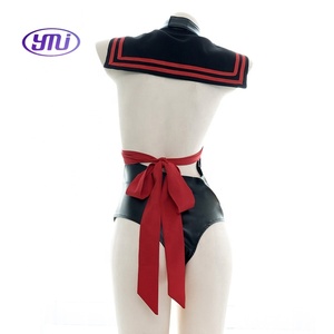 Punk Lolita ชุดบอดี้สูทปกกะลาสีผู้หญิง, ชุดคอสเพลย์ <span class=keywords><strong>sukumizu</strong></span> คอเต่ามีโบว์ชุดว่ายน้ำโชว์หลังชุดว่ายน้ำบอดี้คอน - Product Image 5
