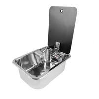 Évier pliable compact en acier inoxydable chromé à montage sous plan avec couvercle et robinet chaud/froid pour cuisine de camping-car/yacht/voiture