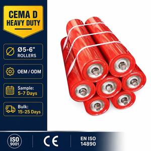 Rouleau de convoyeur robuste <span class=keywords><strong>CEMA</strong></span> D Hi Hero, rouleau de retour à impact en acier pour convoyeur à gorge, norme ISO/DIN pour l'exploitation minière et les ports - Product Image 1