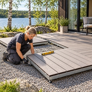 Suelo Modular WPC de Ensamblaje Rápido para Hoteles y Resorts, 1x1m, Base Ajustable de Acero Galvanizado, Plataforma Prefabricada Impermeable para Eventos al Aire Libre - Product Image 6