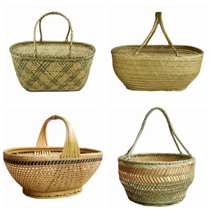 Handmade Bamboo Woven <b>Basket</b> 10-20 L Round Storage For Vegetable Fruit <b>Egg</b> Container - Product Image 1