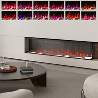 Cheminée électrique de 50 pouces avec flamme décorative LED, encastrable, autoportante 3 faces, chauffage intérieur, contrôlée par application pour usage domestique et hôtelier
