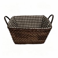 Panier de rangement en rotin tressé en plastique PP avec poignées, écologique, multi-usages, pour l'organisation de la maison, salon, salle de bain