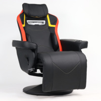 Chaise de jeu de luxe avec porte-gobelet, siège ergonomique en cuir PU style course blanc, canapé de jeu de bureau pivotant avec repose-pieds
