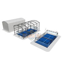 Terrain de padel avec toit en dôme gonflable 20x10m, auvent motorisé électrique, température contrôlée, intérieur/extérieur toutes saisons