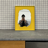 Miroir mural rectangulaire artisanal Art Déco moderne, cadre de couleur audacieuse, pour galerie ou salon