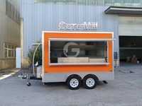 Remorque alimentaire mobile carrée orange personnalisée, entièrement équipée, pour restauration rapide en plein air, chariot à glaces et café, structure en aluminium résistante à la rouille
