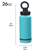 Bouteille d'eau de sport en acier inoxydable avec couvercle magnétique et compartiment de rangement