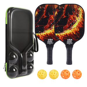Ensemble de raquettes de pickleball KIRATE en fibre de verre Z003, approuvé aux États-Unis, équipement d'entraînement avec 2 raquettes, 4 balles et sac de transport - Product Image 1