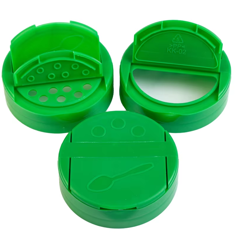 Wholesale green 53mm 63MM 38MM cap double butterfly flip top pp plastic bottle lid shaker cover for salt bottle