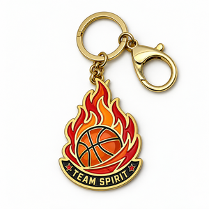 Porte-clés en métal personnalisé pour le basketball, porte-clés d'équipe sportive avec logo personnalisé, cadeau promotionnel - Product Image 1