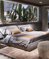 Cadre de Lit Double Moderne de Luxe, Tailles Queen et King, Ensemble de Meubles de Chambre Rembourrés Haut de Gamme