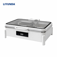 Liyunda – Ensemble de chauffe-plats rectangulaire de luxe en acier inoxydable, électrique, pour buffet, usage commercial, grande capacité, argenté