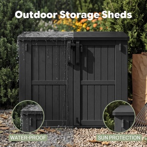 Armario de Almacenamiento Exterior Impermeable de Gran Capacidad con Cerradura y Puertas Dobles, <span class=keywords><strong>Cobertizo</strong></span> Portátil para Herramientas de Jardín - Product Image 3