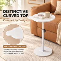 Table d'appoint mobile à hauteur réglable pour canapé et lit, petit bureau pour ordinateur portable, plateau incurvé irrégulier avec base ronde, vente en gros