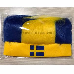 Großhandel 2026 World Football Cup Sport Werbe geschenke Schweden Fußball Fans Perücke Hut Crazy Hats Hairy Stirnband - Product Image 3