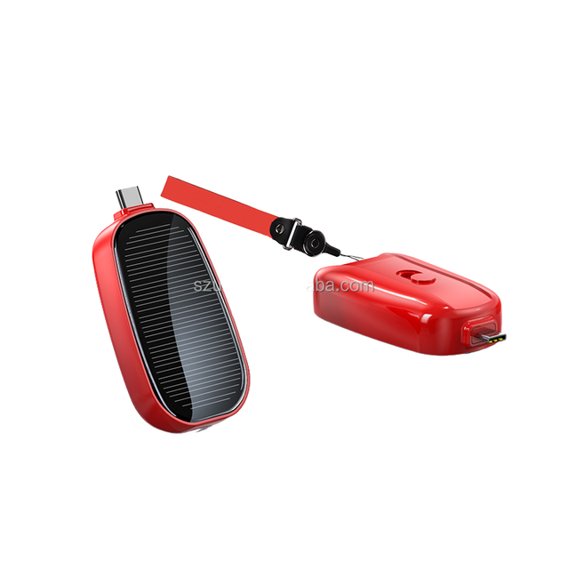 Portable Mini Solar Power Bank Type-C Input Universal Output Li-Polymer PVC Material 5W iPhone Watch Keychain 1200mah Emergency