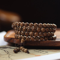Grand bracelet en bois perlé pour hommes, femmes et filles, bijoux de mode, bracelets en bois d'aile de poulet, perles de prière bouddhistes