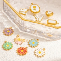 Nouvel Arrivage Pendentif en Émail Acier Inoxydable Motif Marguerite et Papillon, Bijoux Faits Main Anti-ternissement, Accessoires DIY pour la Fabrication de Bijoux