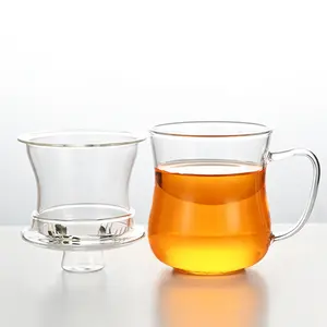 CnGlass 300ml di alta qualità fatto a mano tazza di tè di vetro con infusore e coperchio che viaggiano tè e tazza di caffè per il regalo di affari