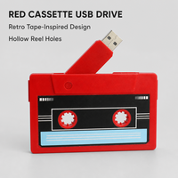 Clé USB personnalisée en forme de cassette audio avec autocollants sur mesure, boîte d'emballage personnalisée, clé USB promotionnelle 2.0
